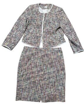 J. Crew Womens Tweed Jacket & Skirt Set Multicolor Size 12 Made In China